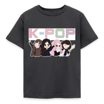 K-Pop. - Kinder T-Shirt - Dunkelgrau - Vorne - AI Model Kid Female (0cm)