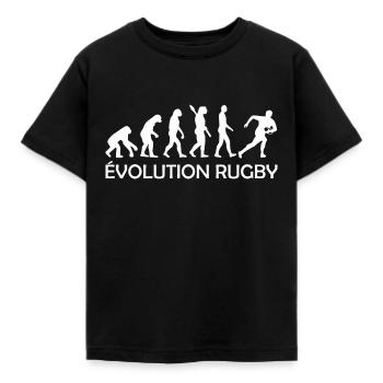 Évolution rugby - Humour Rugby - T-shirt Enfant - noir - Devant - AI Model Kid Female (0cm)