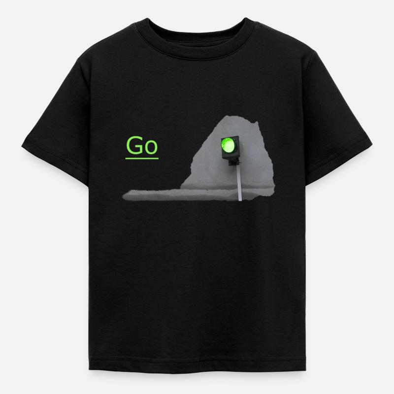 Le feu de circulation brille en vert devant le gris - T-shirt Enfant - noir