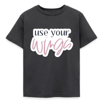 Use your wings - Kinder T-Shirt - Dunkelgrau - Vorne - AI Model Kid Female (0cm)