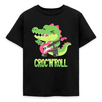 Rocker Crocodile - Pun - Kids' T-Shirt - black - Front - AI Model Kid Female (0cm)