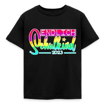 endlich schulkind rainbow Einschulung Grundschule - Kinder T-Shirt - Schwarz - Vorne - AI Model Kid Female (0cm)