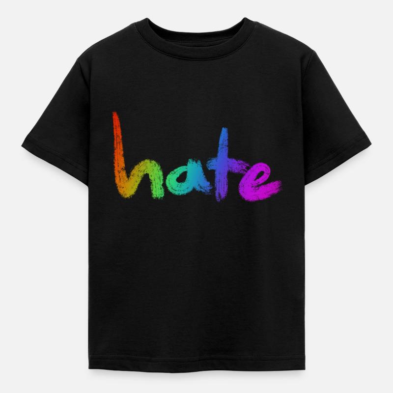 Hate Text Rainbow - Kinder T-Shirt - Schwarz