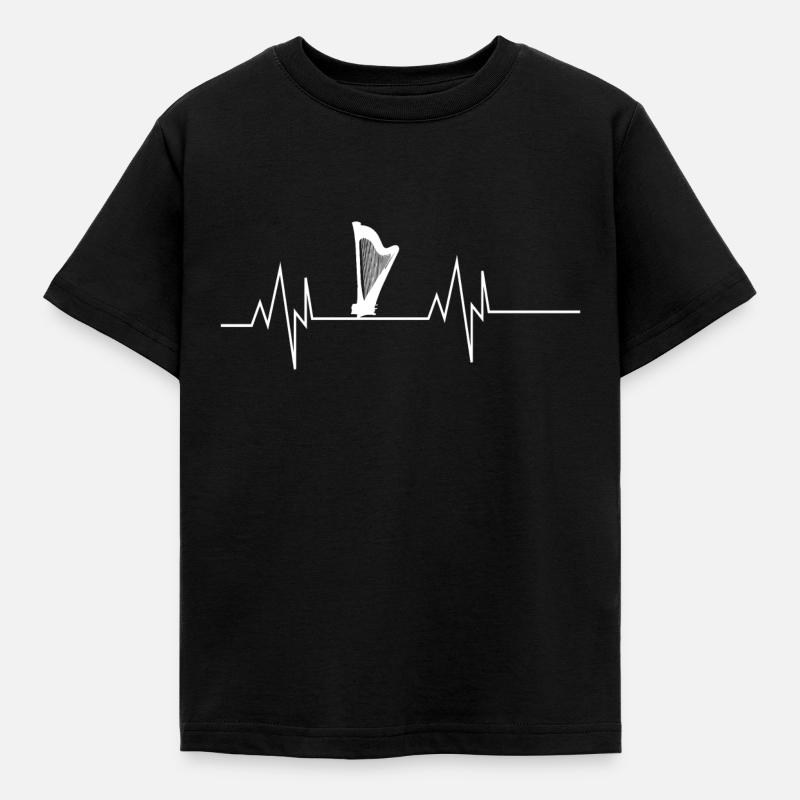 Harfe Herzschlag - Kinder T-Shirt - Schwarz