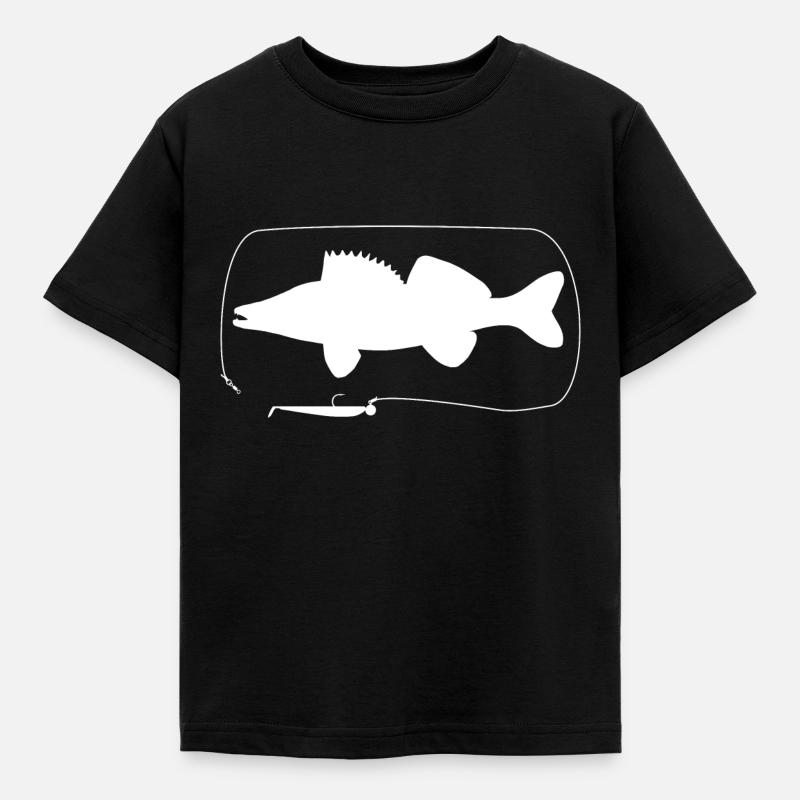 Zander mit Gummifisch - Kinder T-Shirt - Schwarz