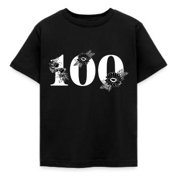Schwarze Blumenzahl 100 - 100. Blumengeburtstag - Kinder T-Shirt - Schwarz - Vorne - AI Model Kid Female (0cm)