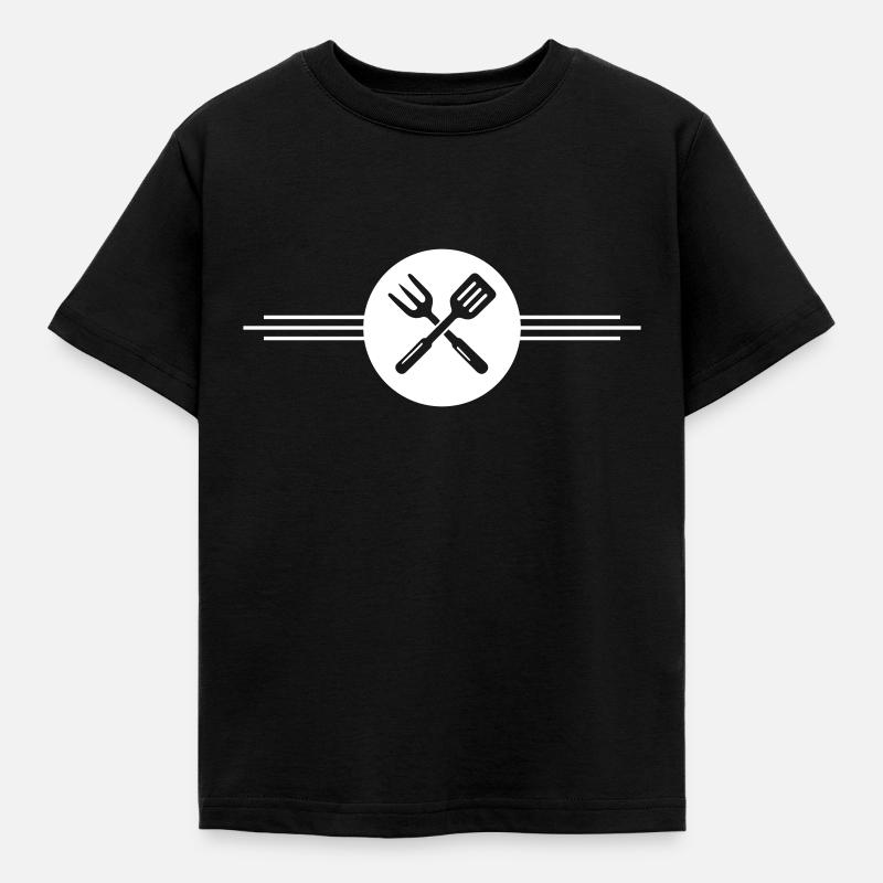 Grill Besteck Symbol - Børne-T-shirt - sort