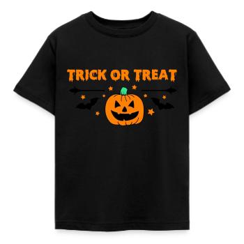 trick or treat - Kids' T-Shirt - black - Front - AI Model Kid Female (0cm)