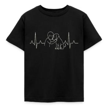 Child & Dog - inseparable friends of the heart - Kids' T-Shirt - black - Front - AI Model Kid Female (0cm)