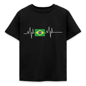 Drapeau du Brésil Heartbeat - T-shirt Enfant - noir - Devant - AI Model Kid Female (0cm)