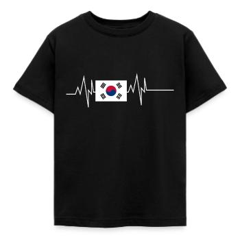 Battement de cœur du drapeau de la Corée du Sud - T-shirt Enfant - noir - Devant - AI Model Kid Female (0cm)
