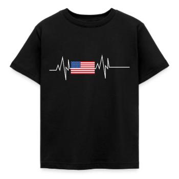 Battement de cœur du drapeau des États-Unis d’Amérique - T-shirt Enfant - noir - Devant - AI Model Kid Female (0cm)