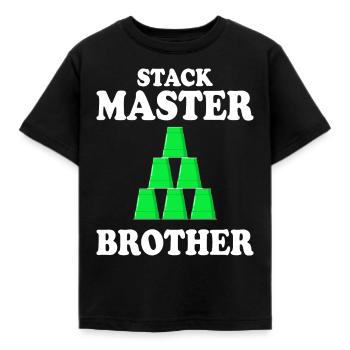Cups Stacker Sport Stacking Brother - Kids' T-Shirt - black - Front - AI Model Kid Female (0cm)