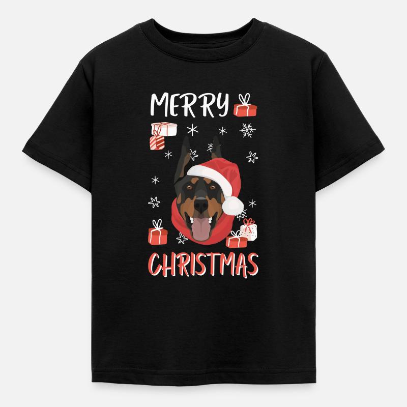Doberman Joyeux Noël - T-shirt Enfant - noir