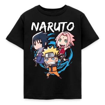 Naruto Shippuden Naruto, Sakura & Sasuke Als Chibi - Kinder T-Shirt - Schwarz - Vorne - AI Model Kid Female (0cm)