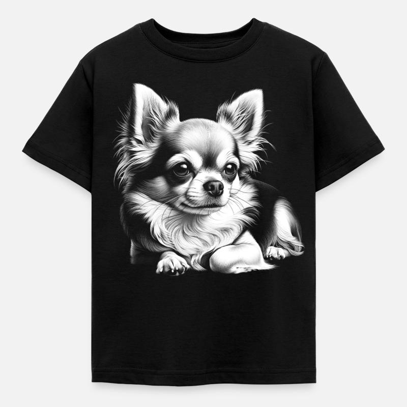 Chihuahua mignon dans la pose allongée - T-shirt Enfant - noir