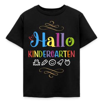 Hallo Kindergarten - Kinder T-Shirt - Schwarz - Vorne - AI Model Kid Female (0cm)