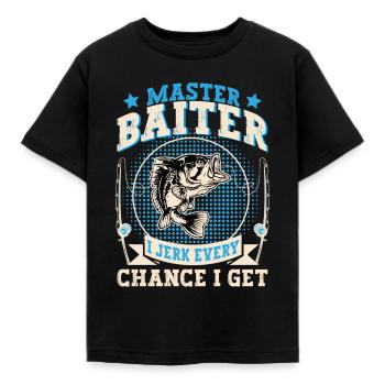 Maître Baiter Je branle chaque fois que j’ai l’occasion de pêcher - T-shirt Enfant - noir - Devant - AI Model Kid Female (0cm)