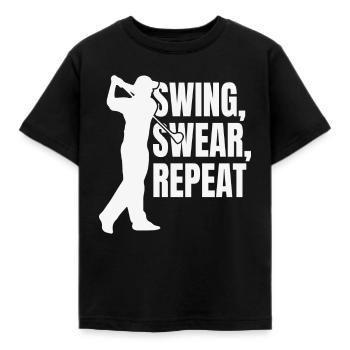 Swing, Swear, Repeat Funny Golf - Kids' T-Shirt - black - Front - AI Model Kid Female (0cm)