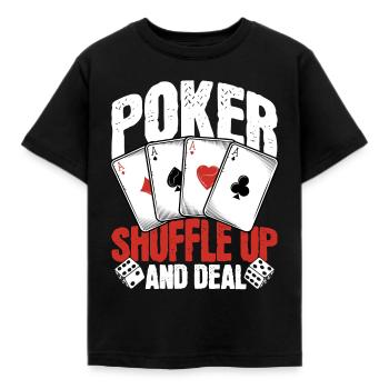Poker Shuffle Up und Austeilen - Kinder T-Shirt - Schwarz - Vorne - AI Model Kid Female (0cm)
