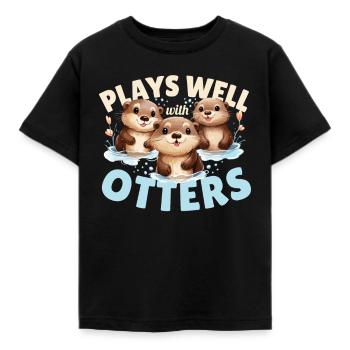 Spielt gut mit Ottern Liebenswert - Kinder T-Shirt - Schwarz - Vorne - AI Model Kid Female (0cm)
