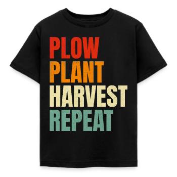 Pflügen Pflanzenernte Wiederholungslandwirtschaft - Kinder T-Shirt - Schwarz - Vorne - AI Model Kid Female (0cm)