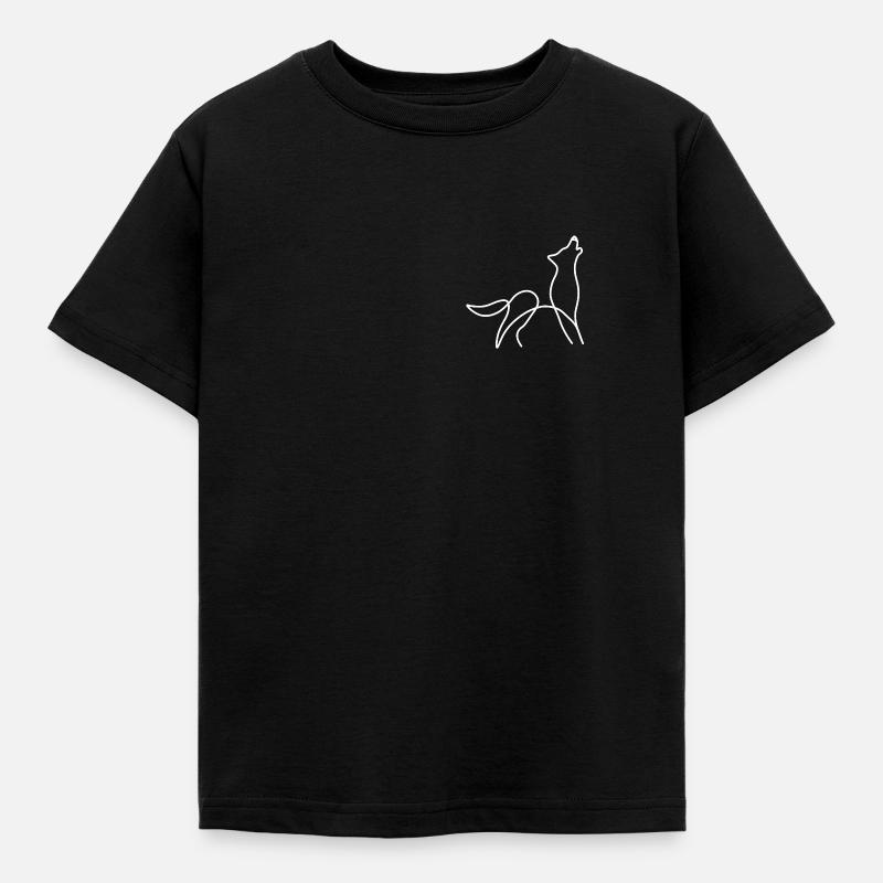 line art wolf - Kinder T-Shirt - Schwarz