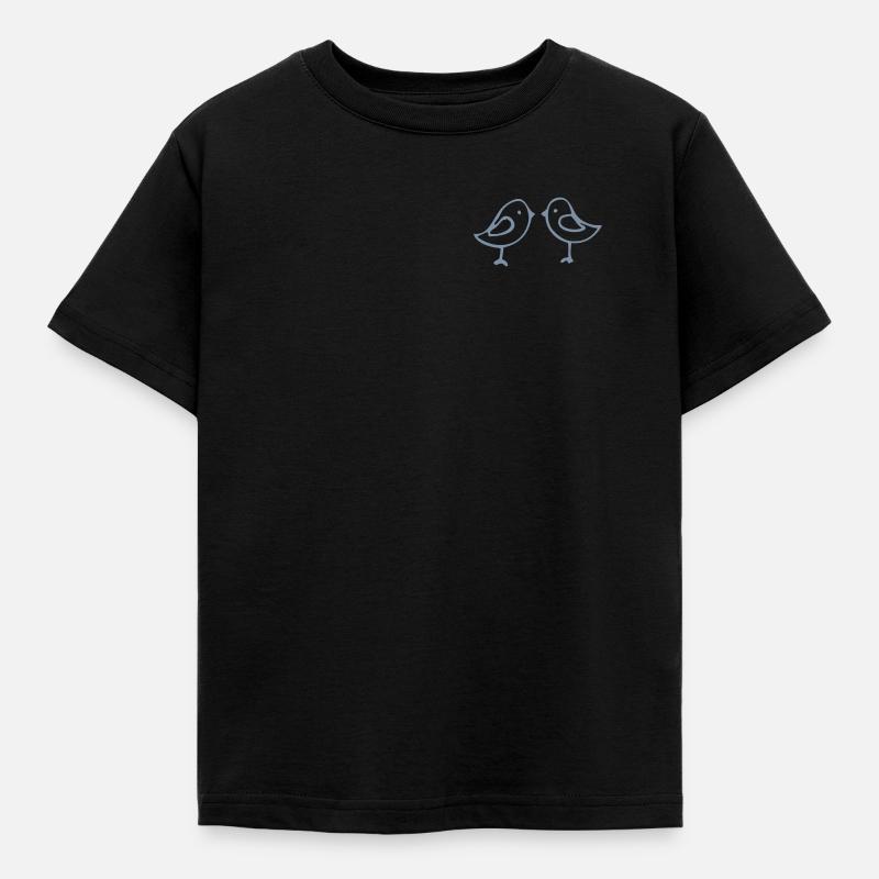 vogelpaar - Kinder T-Shirt - Schwarz