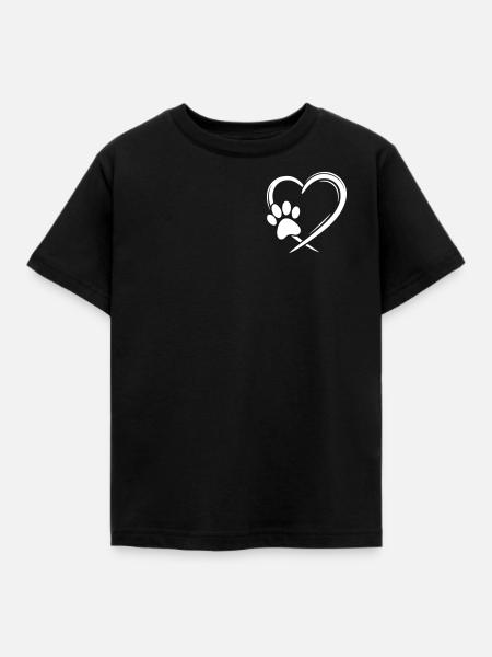 Herz Pfote - Kinder T-Shirt - Schwarz
