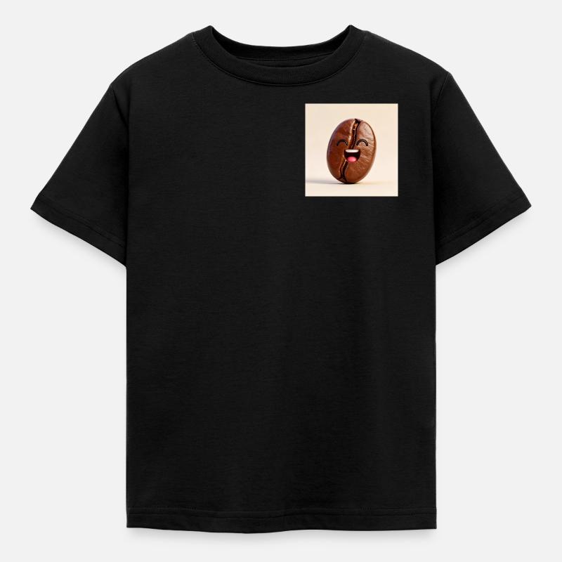 Lachende Kaffeebohne - Kinder T-Shirt - Schwarz