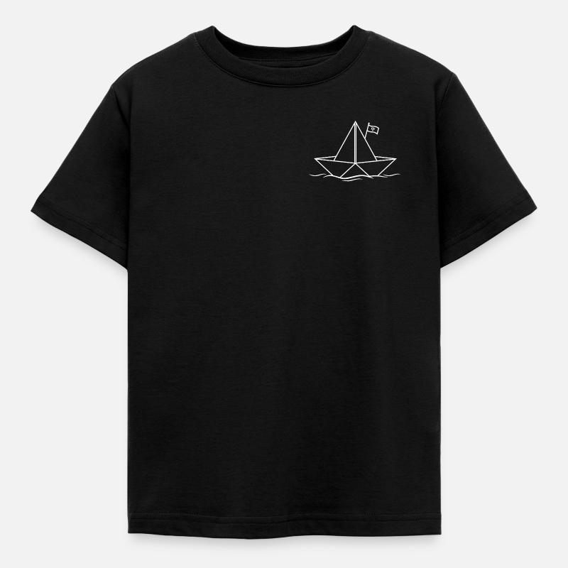 Papierschiff Papierboot - Kinder T-Shirt - Schwarz