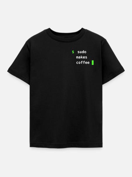Sudo Makes Coffee – Linux Terminal Design - Kinder T-Shirt - Schwarz