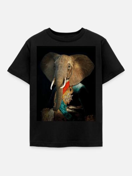 Der Königselefant - Kinder T-Shirt - Schwarz
