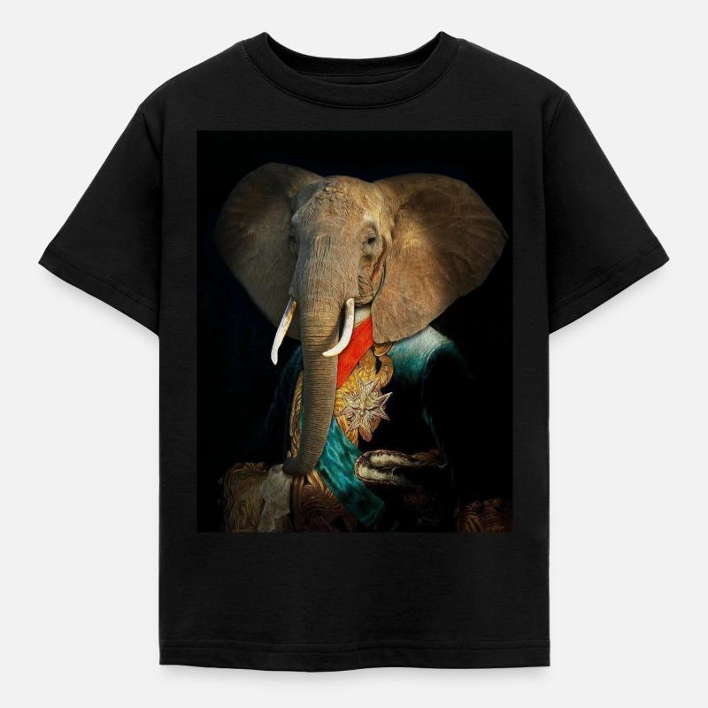 Der Königselefant - Kinder T-Shirt - Schwarz