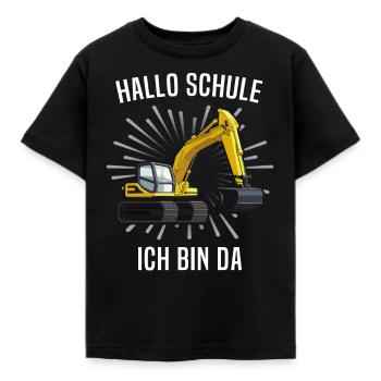 Erster Schultag Bagger Einschulung - Kinder T-Shirt - Schwarz - Vorne - AI Model Kid Female (0cm)