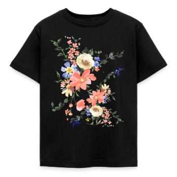 Flower1 - Kinder T-Shirt - Schwarz - Vorne - AI Model Kid Female (0cm)