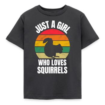Forest Animal Lovers Girls Retro Squirrel - Kids' T-Shirt - dark grey - Front - AI Model Kid Female (0cm)