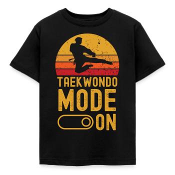 Taekwondo Mode on retro vintage - Kinder T-Shirt - Schwarz - Vorne - AI Model Kid Female (0cm)
