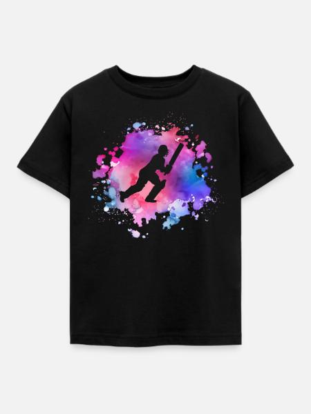 Frauen Cricket Mädchen - Kinder T-Shirt - Schwarz