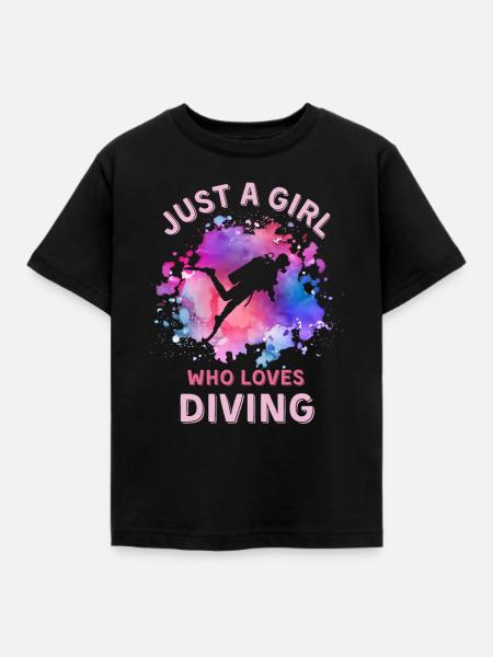 Frauen Tauchen Mädchen - Kinder T-Shirt - Schwarz