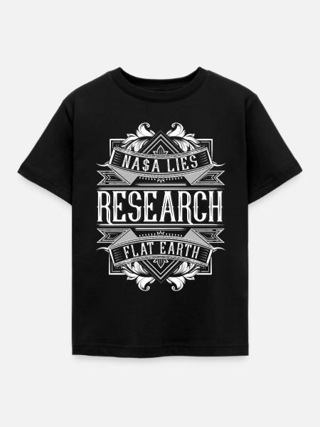 Flache Erde - Research Flat Earth - Kinder T-Shirt - Schwarz