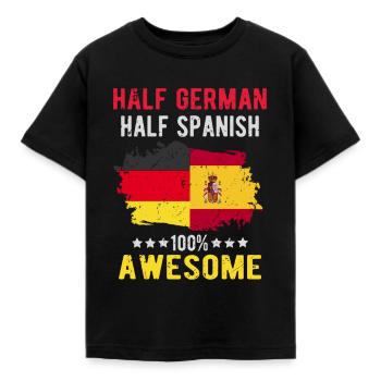 Halb Deutsch Halb Spanier - Kinder T-Shirt - Schwarz - Vorne - AI Model Kid Female (0cm)