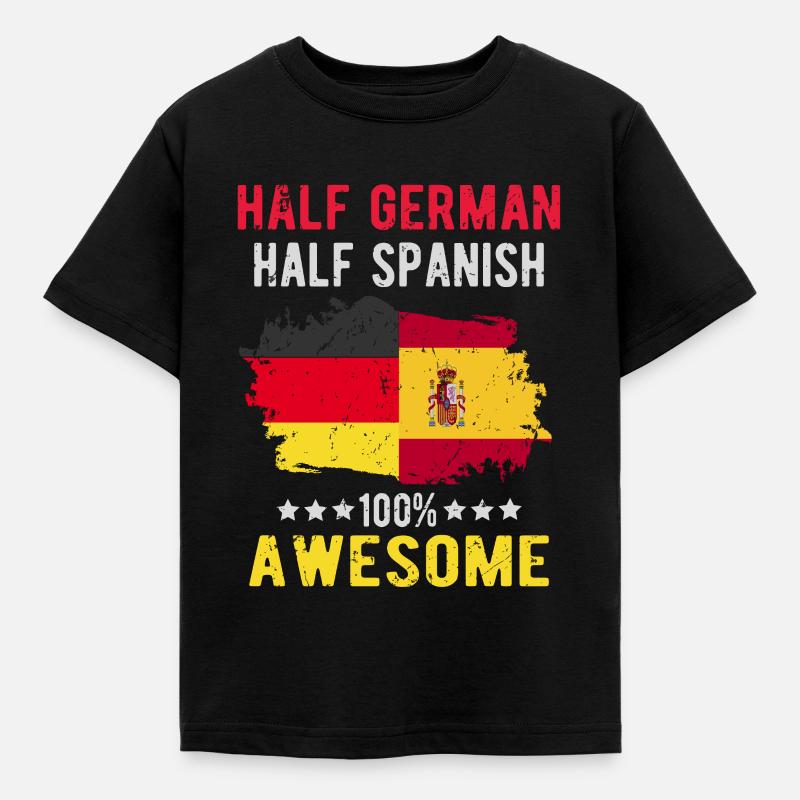 Half German half Spanish - Kids' T-Shirt - black