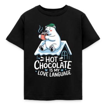 Hot chocolate is my love language Bear - Kids' T-Shirt - black - Front - AI Model Kid Female (0cm)