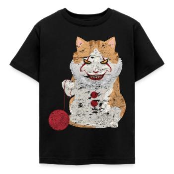 Halloween Horror Katze - Kinder T-Shirt - Schwarz - Vorne - AI Model Kid Female (0cm)