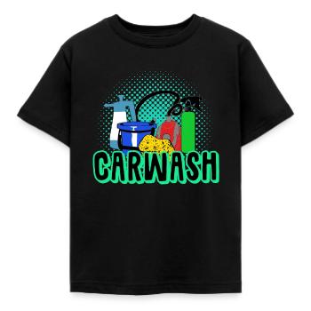Car washing - Kids' T-Shirt - black - Front - AI Model Kid Female (0cm)