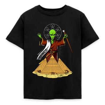Conspiration des pyramides égyptiennes dans Space Alien Anunnaki - T-shirt Enfant - noir - Devant - AI Model Kid Female (0cm)