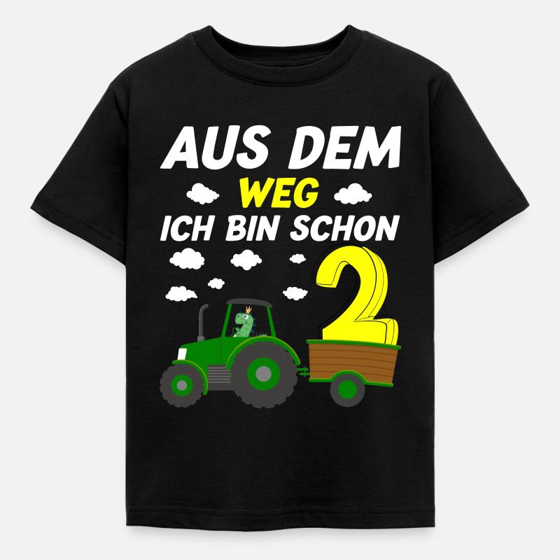 Aus dem Weg ich bin schon 2 Traktor Dino - Kinder T-Shirt - Schwarz