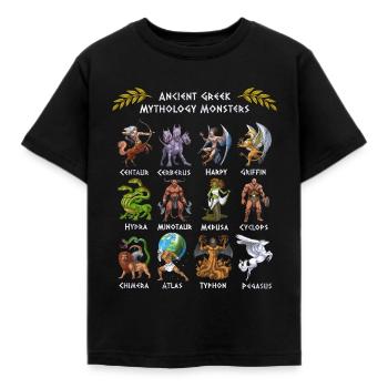 Ancient Greek Mythology Monsters - Kids' T-Shirt - black - Front - AI Model Kid Female (0cm)