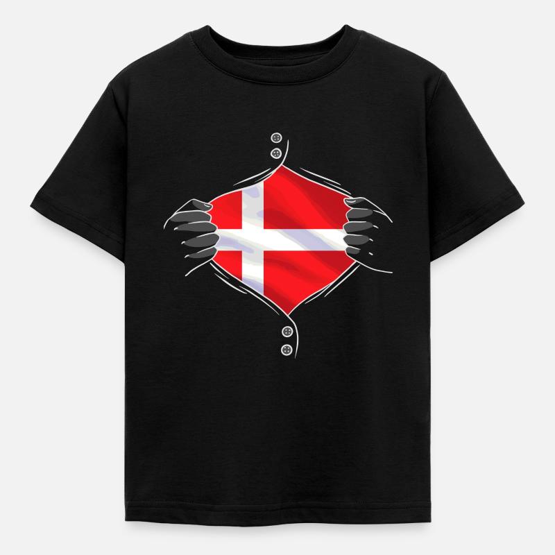 Demark flag stolt dansk - Børne-T-shirt - sort